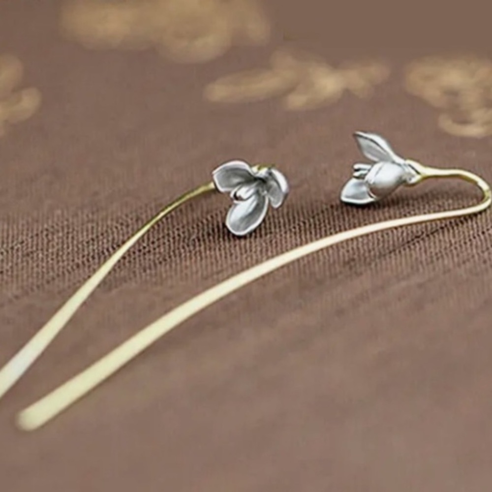 9.25 Sterling Silver Handcrafted Flower Earrings 3”